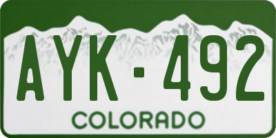 CO license plate AYK492