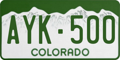 CO license plate AYK500