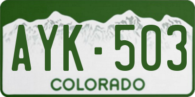 CO license plate AYK503