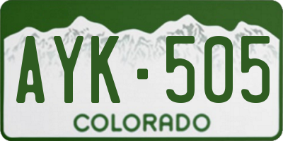 CO license plate AYK505