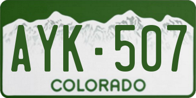 CO license plate AYK507