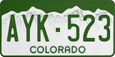 CO license plate AYK523