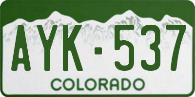 CO license plate AYK537