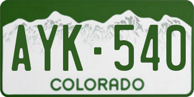 CO license plate AYK540