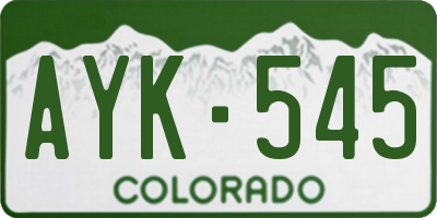 CO license plate AYK545