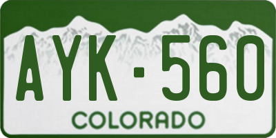 CO license plate AYK560