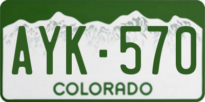 CO license plate AYK570