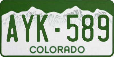 CO license plate AYK589