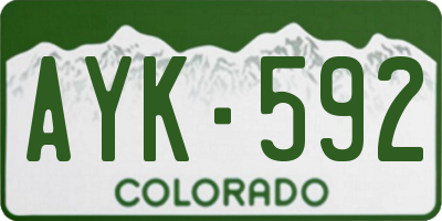 CO license plate AYK592