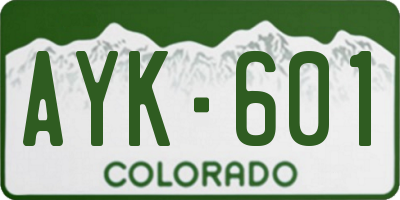 CO license plate AYK601