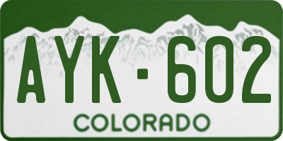 CO license plate AYK602