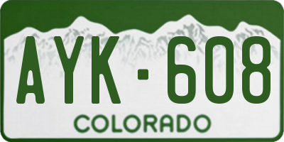 CO license plate AYK608