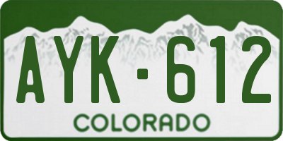 CO license plate AYK612