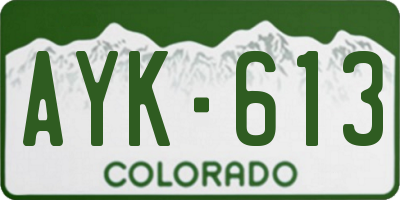 CO license plate AYK613