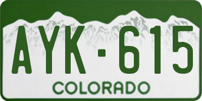 CO license plate AYK615