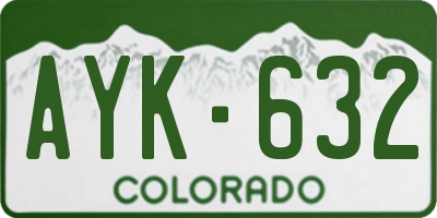 CO license plate AYK632