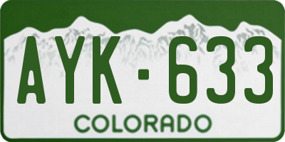 CO license plate AYK633