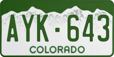 CO license plate AYK643