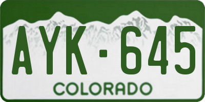 CO license plate AYK645