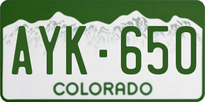 CO license plate AYK650