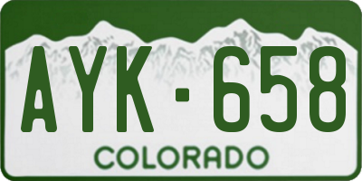 CO license plate AYK658