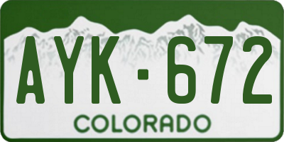 CO license plate AYK672