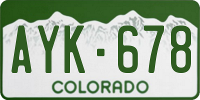 CO license plate AYK678