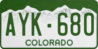 CO license plate AYK680