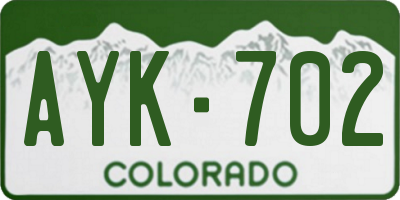 CO license plate AYK702