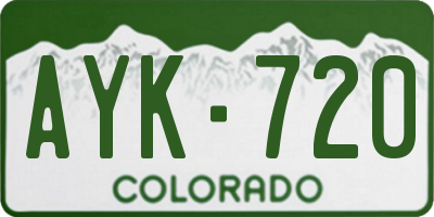 CO license plate AYK720