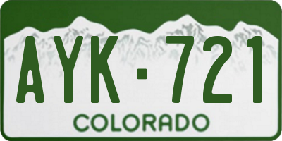 CO license plate AYK721