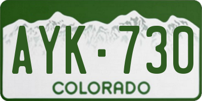 CO license plate AYK730