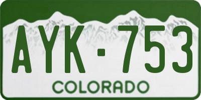 CO license plate AYK753