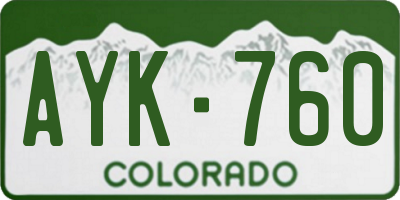 CO license plate AYK760