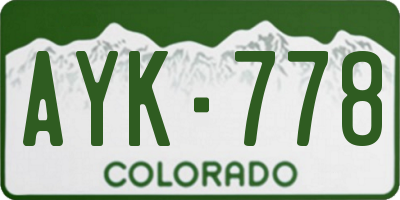 CO license plate AYK778