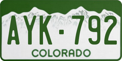 CO license plate AYK792