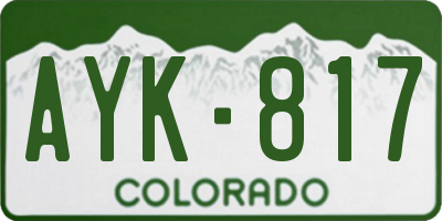 CO license plate AYK817