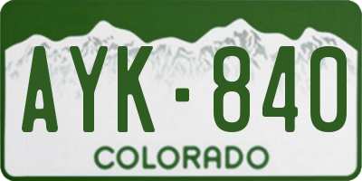 CO license plate AYK840