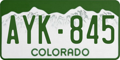 CO license plate AYK845