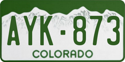 CO license plate AYK873