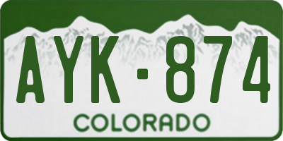 CO license plate AYK874