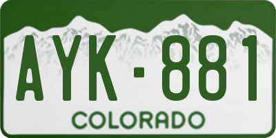 CO license plate AYK881