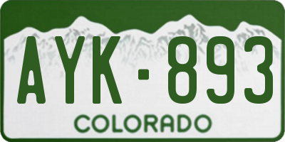 CO license plate AYK893