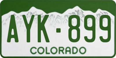 CO license plate AYK899