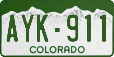 CO license plate AYK911