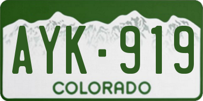 CO license plate AYK919