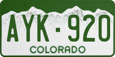 CO license plate AYK920