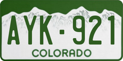 CO license plate AYK921