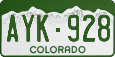 CO license plate AYK928