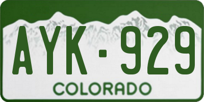 CO license plate AYK929